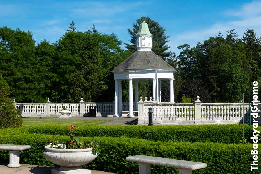 Gazebo under a deep blue sky