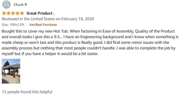 Top Positive Review for the Kozyard Rosana Gazebo