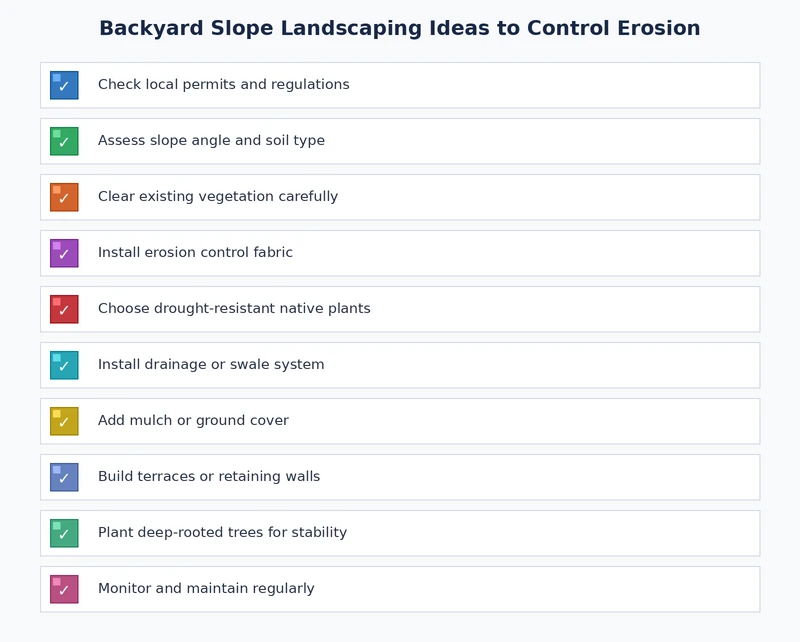 checklist of backyard slope landscaping steps for erosion control from assessment to planting