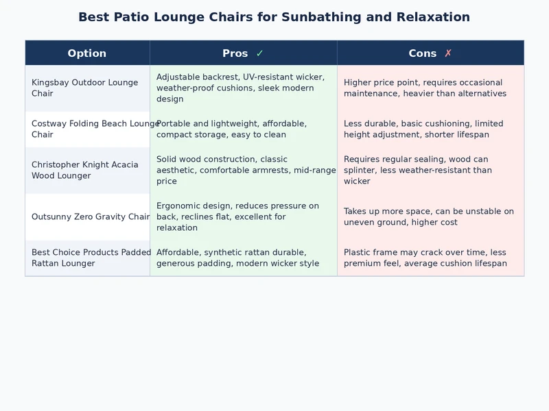 comparison of patio lounge chair styles including zero-gravity, chaise, and pool loungers side by side