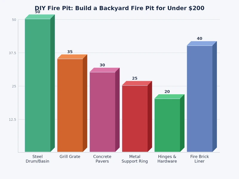Bar chart comparing estimated costs of five common DIY backyard fire pit designs