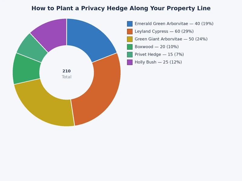 bar chart comparing annual growth rates of five popular privacy hedge shrubs
