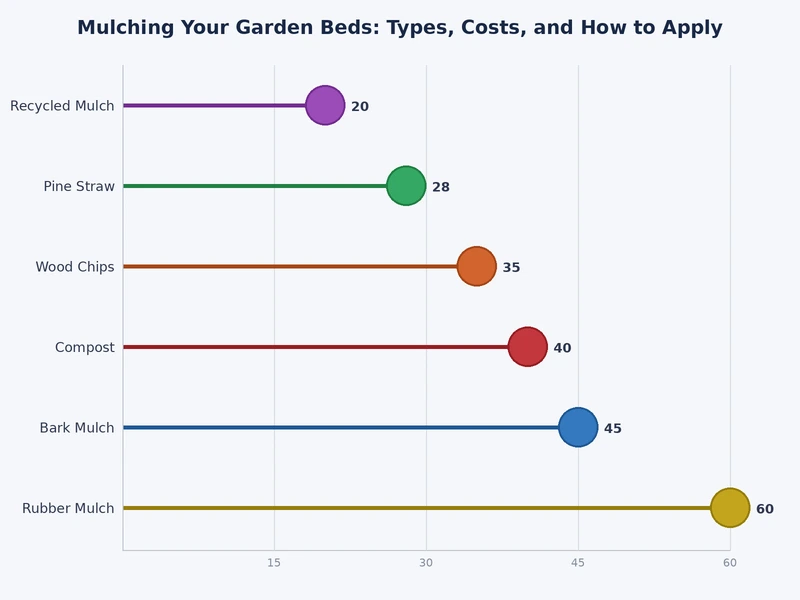 bar chart comparing mulch types by average cost per cubic yard and estimated longevity