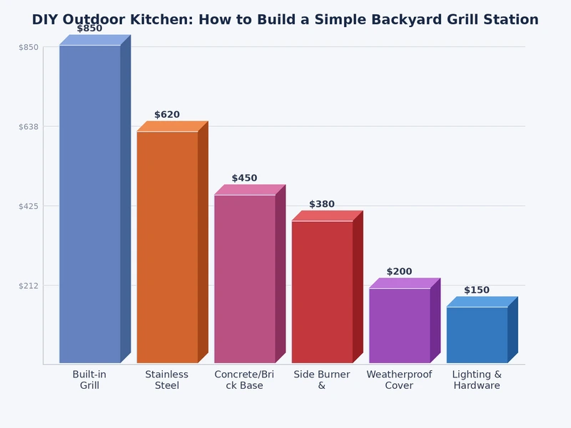 Bar chart comparing average cost ranges for grill station components