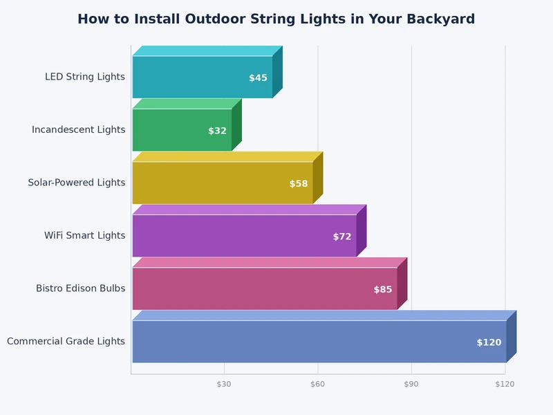 chart comparing string light types by lifespan and energy use